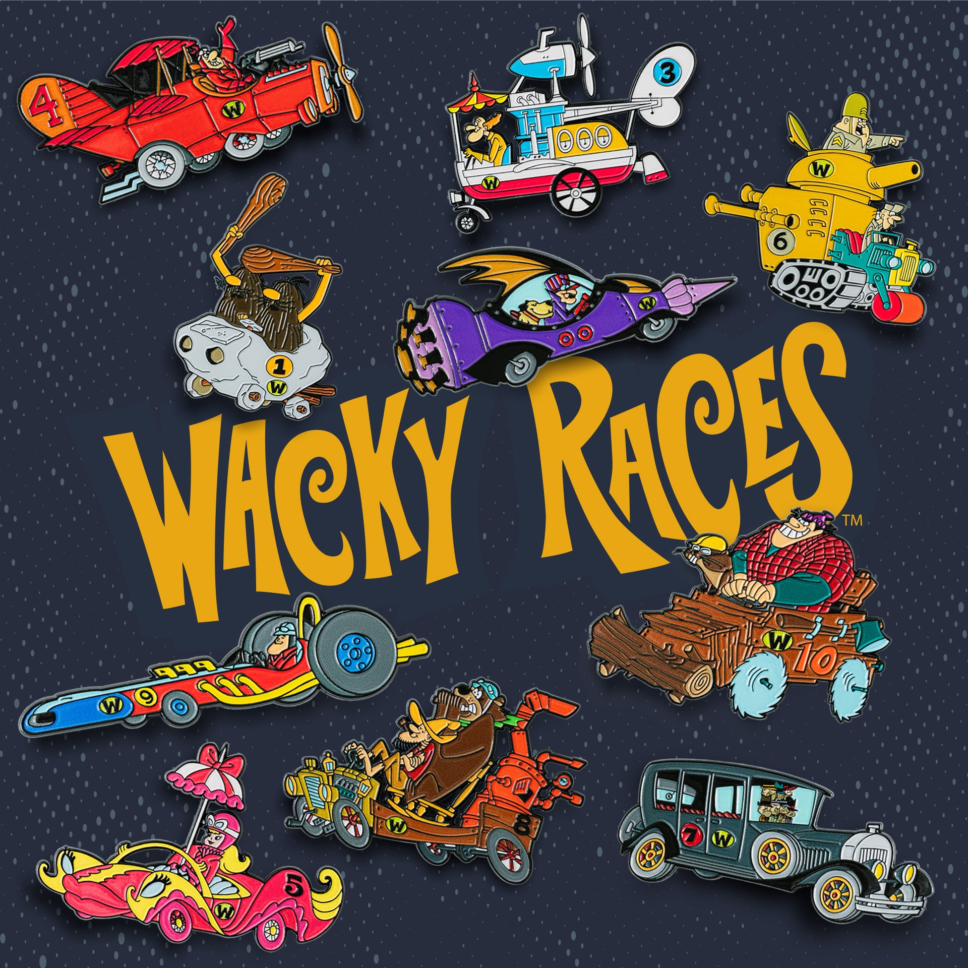 Wacky Races Pin Badge Box Set | Blu Goblin
